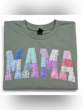 Mama Graphic Tee Medium Sage Green Boutique Boho Mom Shirt Handmade Gift